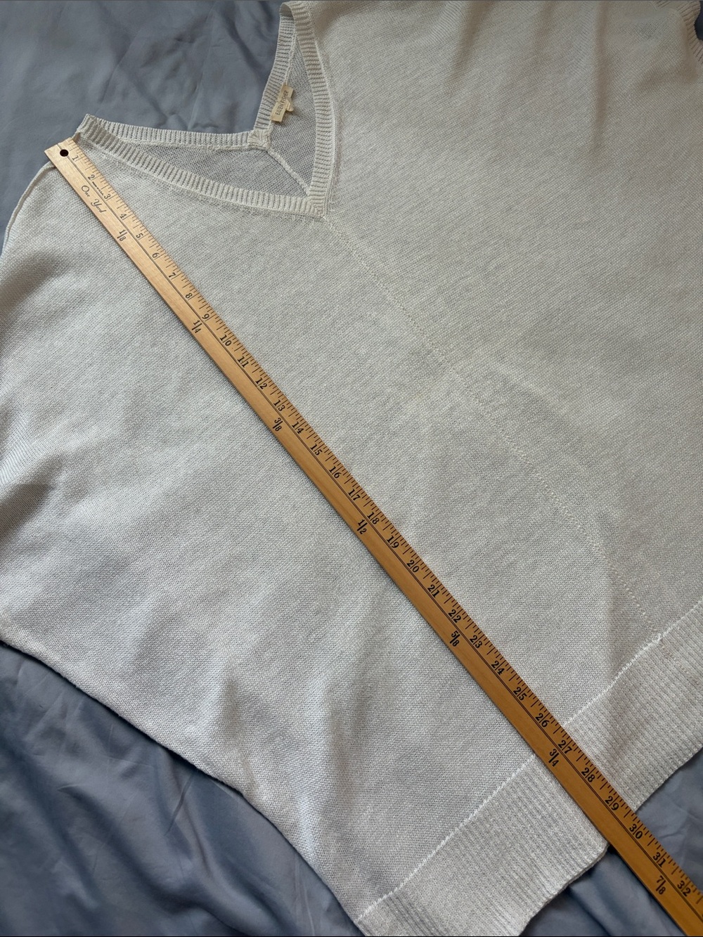 Eileen Fisher white v-neck linen knit short sleeve sheer top | size xl - Picture 8 of 8